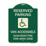 Reserved Parking Van Accessible $100-$500 Fine Tow Away Zone (With Graphic)