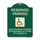 Reserved Parking Unauthorized Parking Is Punishable by A Fine Up to $200 (With Handicapped Graphic)