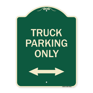 Reserved Parking Sign Truck Parking Only with Bidirectional Arrow