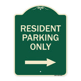 Reserved Parking Sign Resident Parking Only (With Right Arrow)