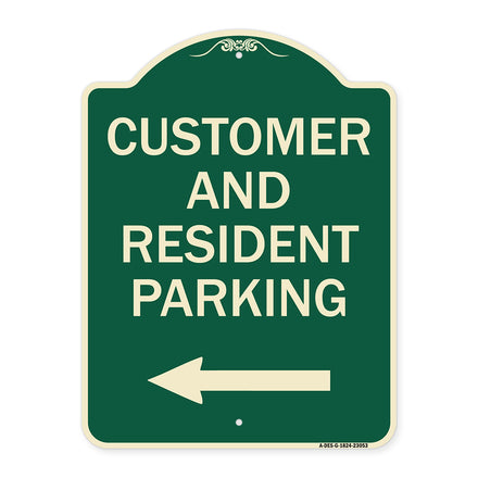 Reserved Parking Sign Customer and Visitor Parking (With Left Arrow)