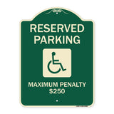 Reserved Parking Maximum Penalty $250 (With Handicapped Symbol
