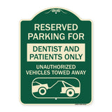 Reserved Parking for Dentists and Patients Only Unauthorized Vehicles Towed Away (With Car Tow Graphic)