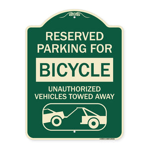Reserved Parking for Bicycle Unauthorized Vehicles Towed Away (With Tow Away Graphic)