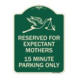 Reserved for Expectant Mothers 15 Minute Parking Only (With Stork & Baby Graphic)