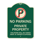 Private Property Violators Towed Away at Owner Expense with No Parking Symbol