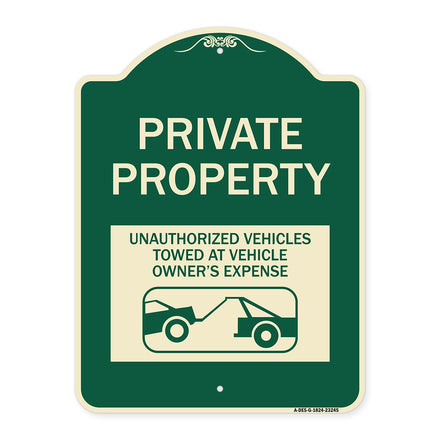 Private Property Unauthorized Vehicles Towed at Owner Expense with Graphic