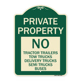 Private Property Sign Private Property No Tractor Trailers Tow Trucks Delivery Trucks Semi Trucks Buses