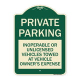 Private Parking Inoperable or Unlicensed Vehicles Towed at Vehicle Owner's Expense