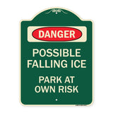 Possible Falling Ice - Park at Own Risk