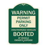 Permit Parking Only Unauthorized Vehicles Booted at Vehicle Owner's Expense