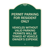 Parking Permit Sign Permit Parking for Residents Only Vehicles Without Valid Parking Permits Will Be Towed