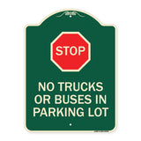 Parking Lot Rules Sign Stop - No Trucks or Buses in Parking Lot (With Stop Symbol)