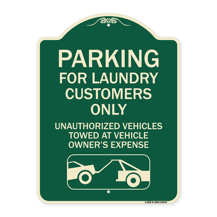 Parking for Laundry Customers Only - Unauthorized Vehicles Towed at Vehicle Owner's Expense (With Graphic)