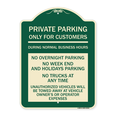 Only for Customers During Normal Business Hours No Overnight Parking No Trucks at Anytime Unauthorized Vehicle Towed