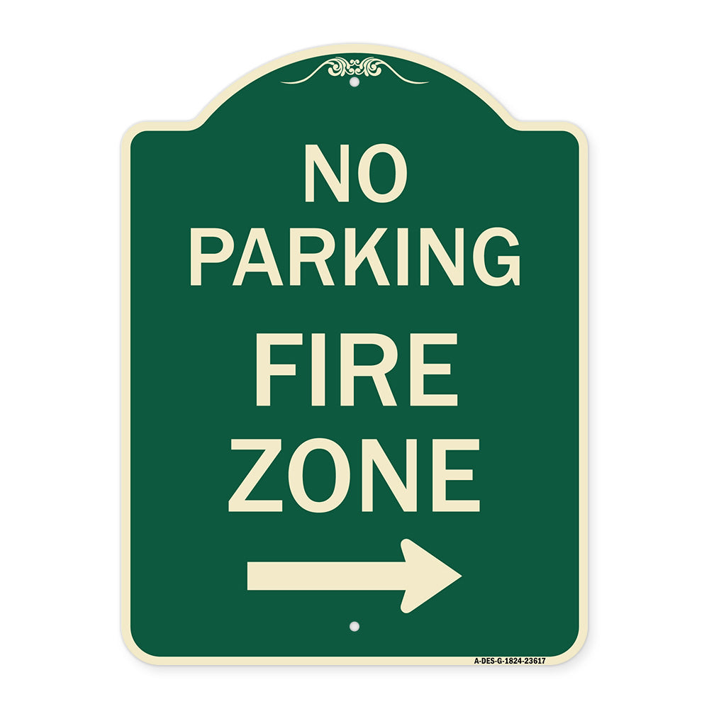 No Parking Fire Zone with Right Arrow