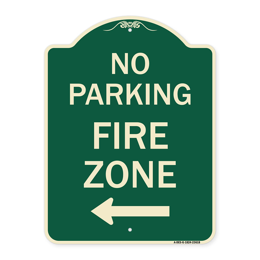 No Parking Fire Zone with Left Arrow