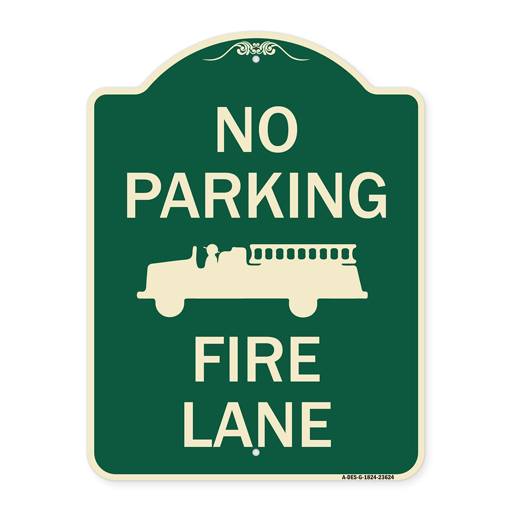 No Parking Fire Lane with Graphic