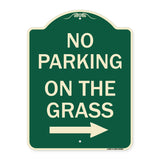 No Parking on the Grass with Right Arrow
