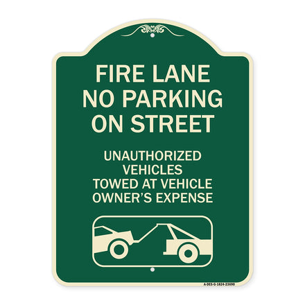 No Parking on Street Unauthorized Vehicles Towed at Vehicle Owner's Expense (With Car Tow Graphic)