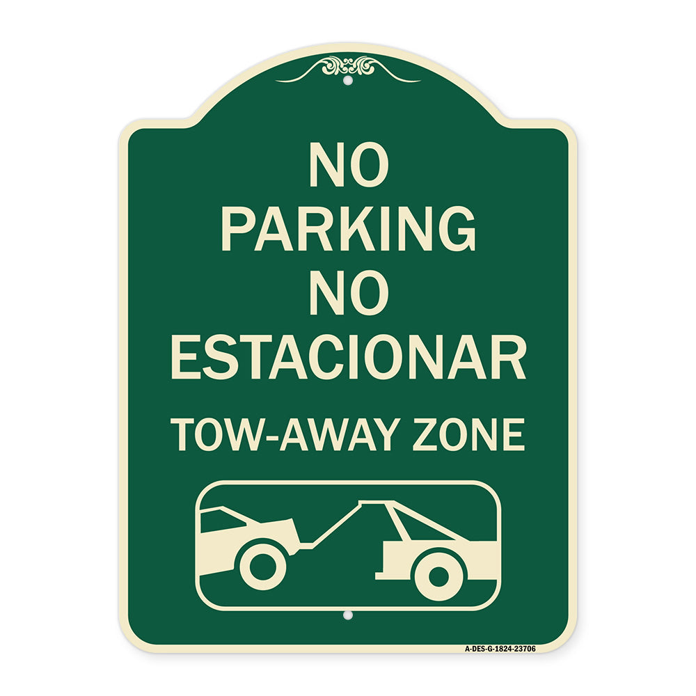 No Parking No Estacionar Tow Away Zone (With Graphic) Directional Arrow) Tacionamiento Zona De Cargamento