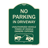 No Parking in Driveway Unauthorized Vehicles Towed