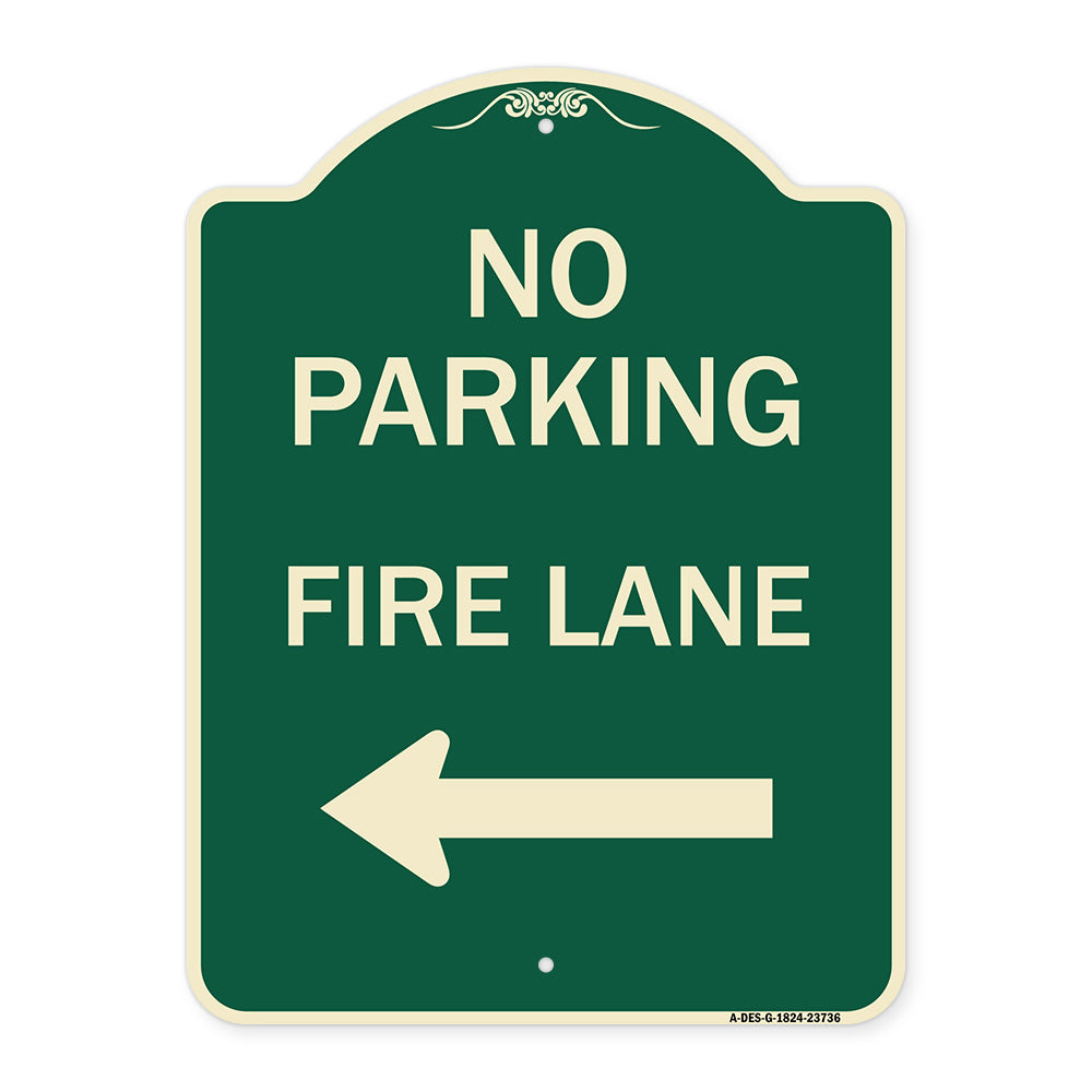 No Parking Fire Lane (With Left Arrow)