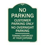 No Parking Customer Parking Only No Overnight Parking - Towing Enforced at Your Expense