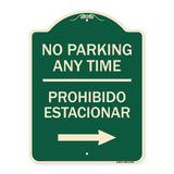No Parking Anytime Prohibido Estacionar (With Right Arrow)