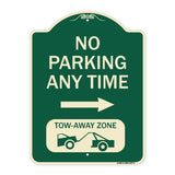 No Parking Anytime Tow-Away Zone with Right Arrow