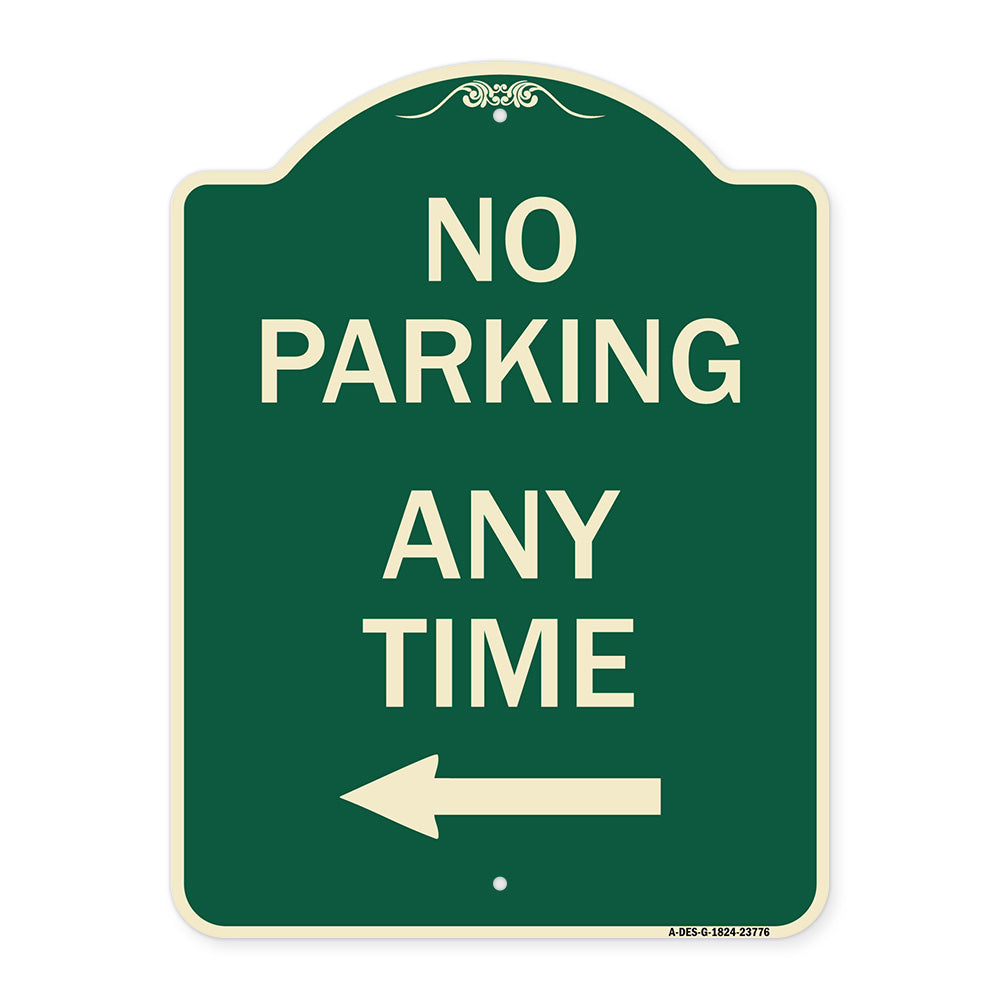 No Parking Anytime with Left Arrow