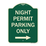 Night Permit Parking Only (With Right Arrow)