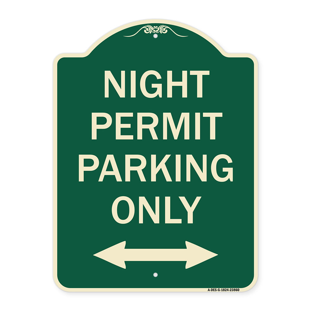 Night Permit Parking Only (With Bi-Directional Arrow)