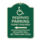 Modern Isa Symbol) Connecticut Reserved Parking Permit Required Violators Will Be Fined Min $150 (With Left Arrow)