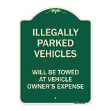 Illegally Parked Vehicles Will Be Towed at Owner's Expense Sign