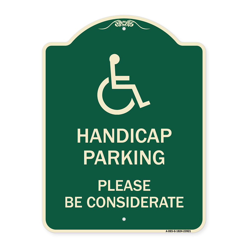 Handicap Parking - Please Be Considerate (With Handicap Symbol)
