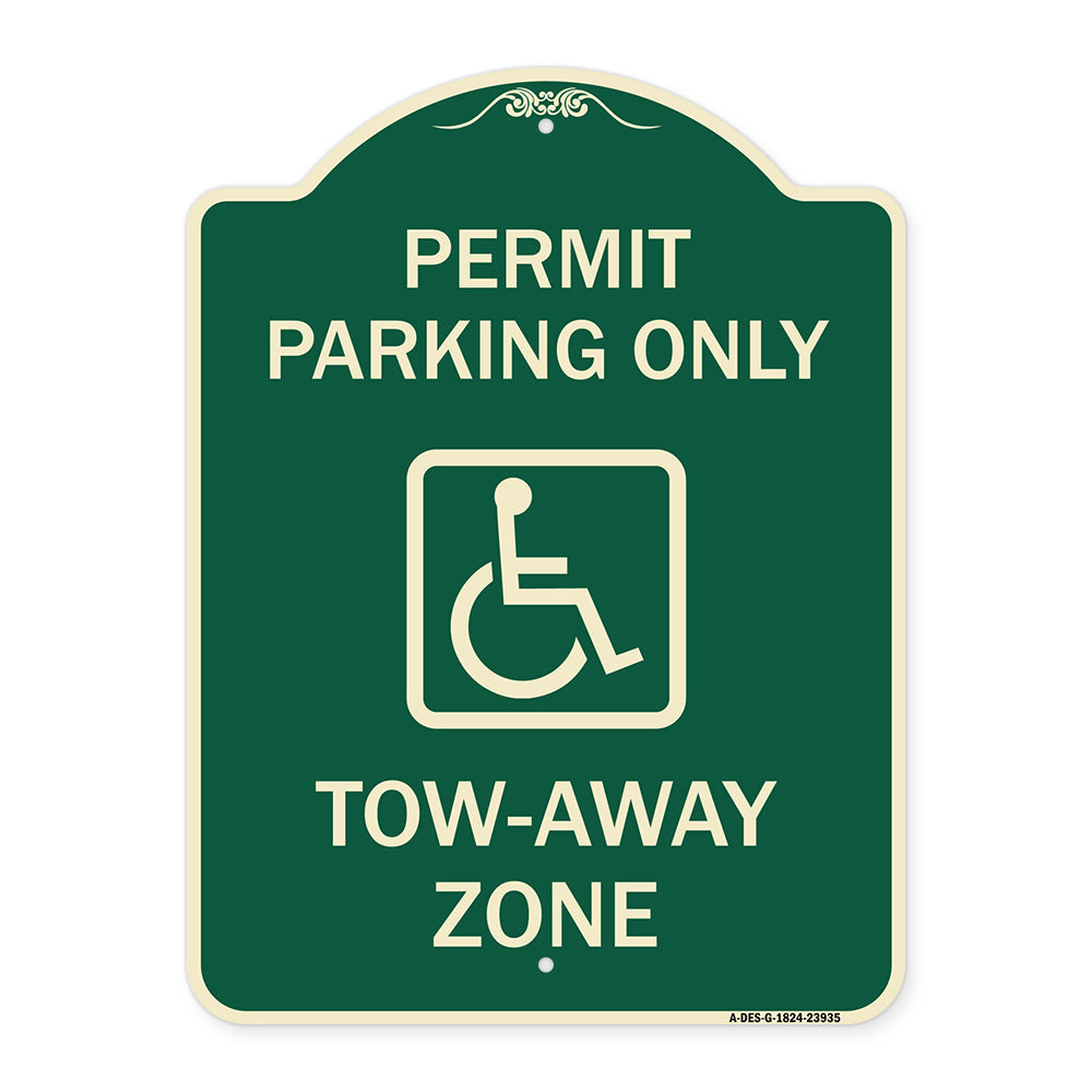 Georgia ADA Handicapped Parking Sign Accessible Permit Parking Only Tow-Away Zone with Symbol