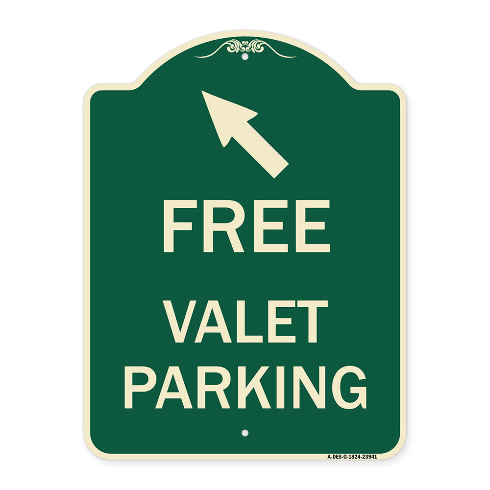 Free Valet Parking with Upper Left Arrow