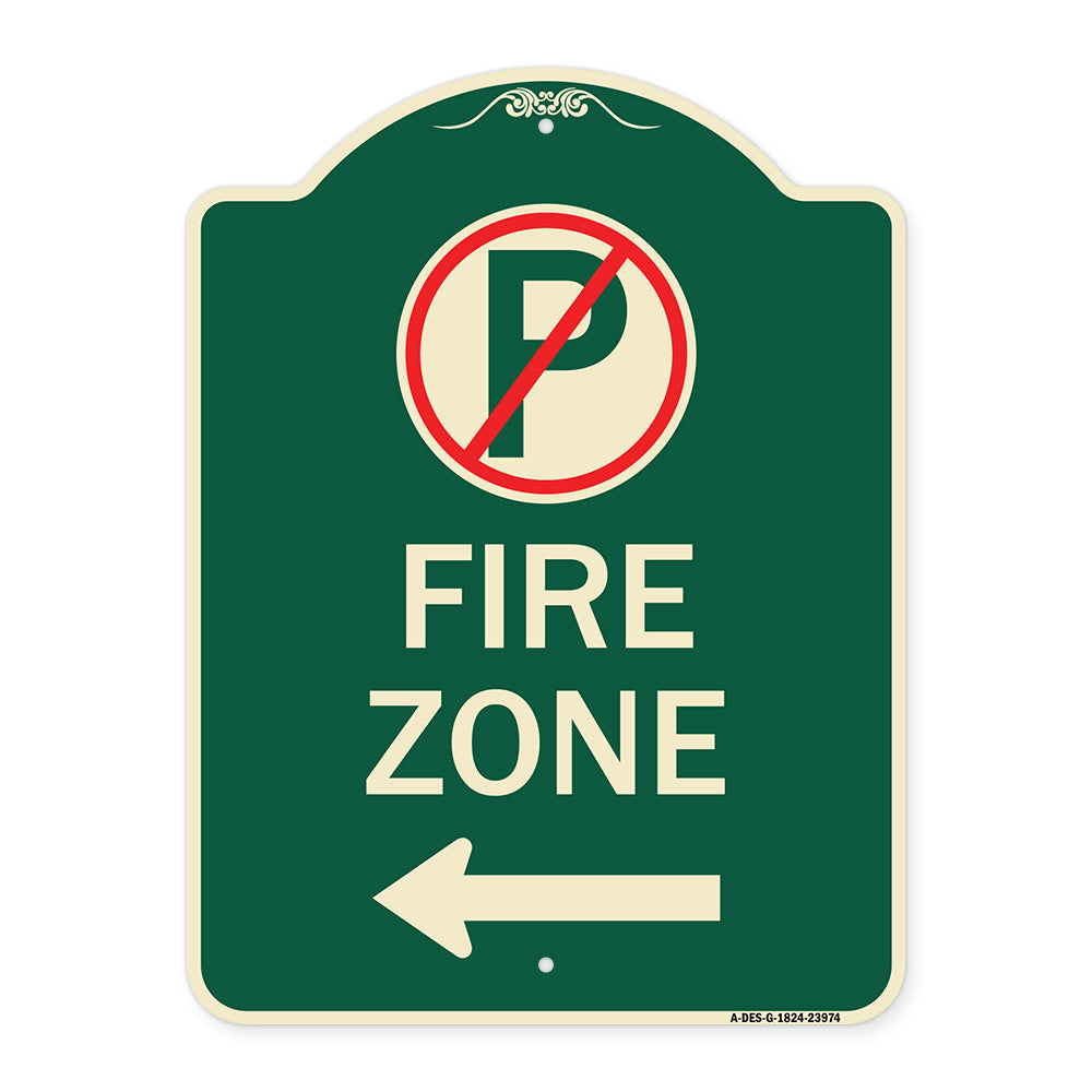 Fire Zone (No Parking Symbol and Left Arrow)