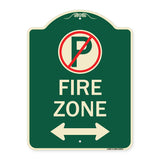 Fire Zone (No Parking Symbol and Arrow Pointing Left and Right)