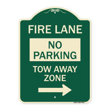Fire Lane Tow-Away Zone with Right Arrow