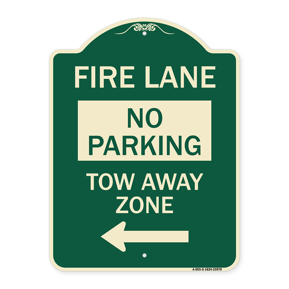 Fire Lane Tow-Away Zone with Left Arrow