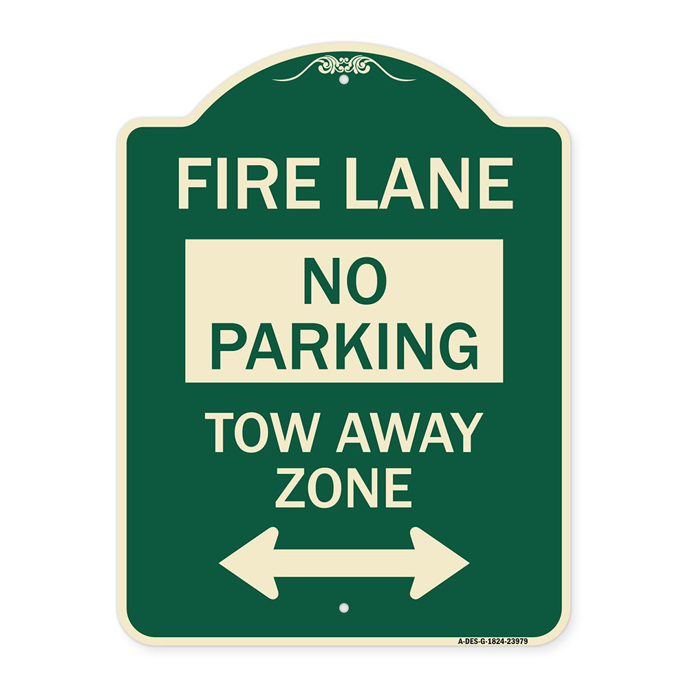 Fire Lane Tow-Away Zone with Bidirectional Arrow