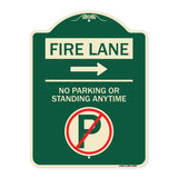 Fire Lane - No Parking or Standing Anytime (With No Parking Symbol and Right Arrow)