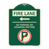Fire Lane - No Parking or Standing Anytime (With No Parking Symbol and Left Arrow)
