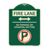 Fire Lane - No Parking or Standing Anytime (With No Parking Symbol and Bidirectional Arrow)