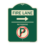 Fire Lane - No Parking (With No Parking Symbol and Right Arrow)