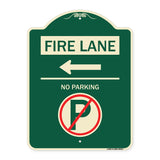 Fire Lane - No Parking (With No Parking Symbol and Left Arrow)