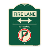 Fire Lane - No Parking (With No Parking Symbol and Bidirectional Arrow)