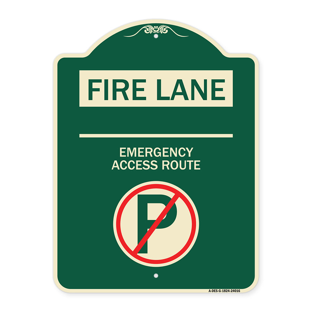 Fire Lane - Emergency Access Route (With No Parking Symbol)